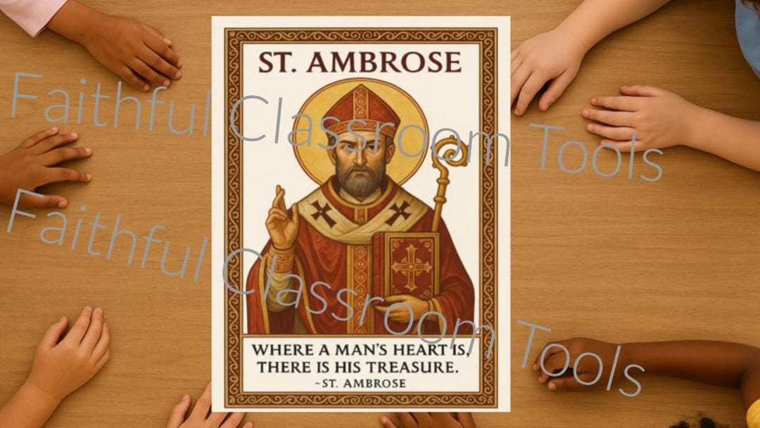 St. Ambrose Poster Catholic Saint Art Print Inspirational Quote Wall ...