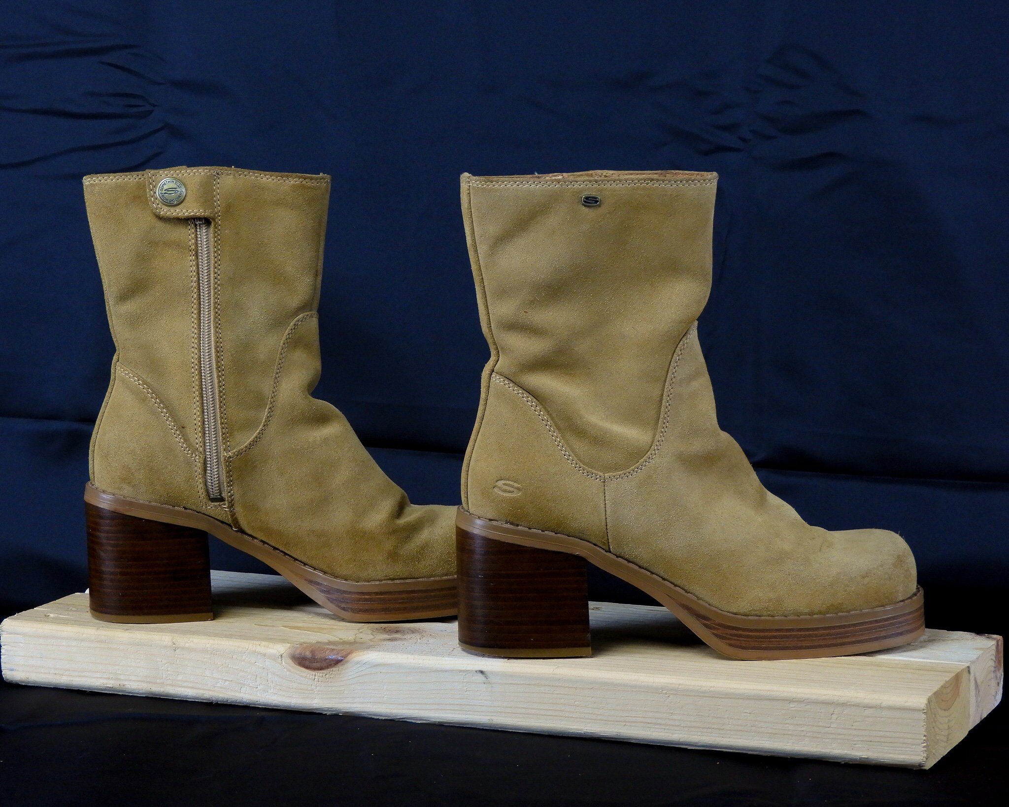 suede chunky heel boots