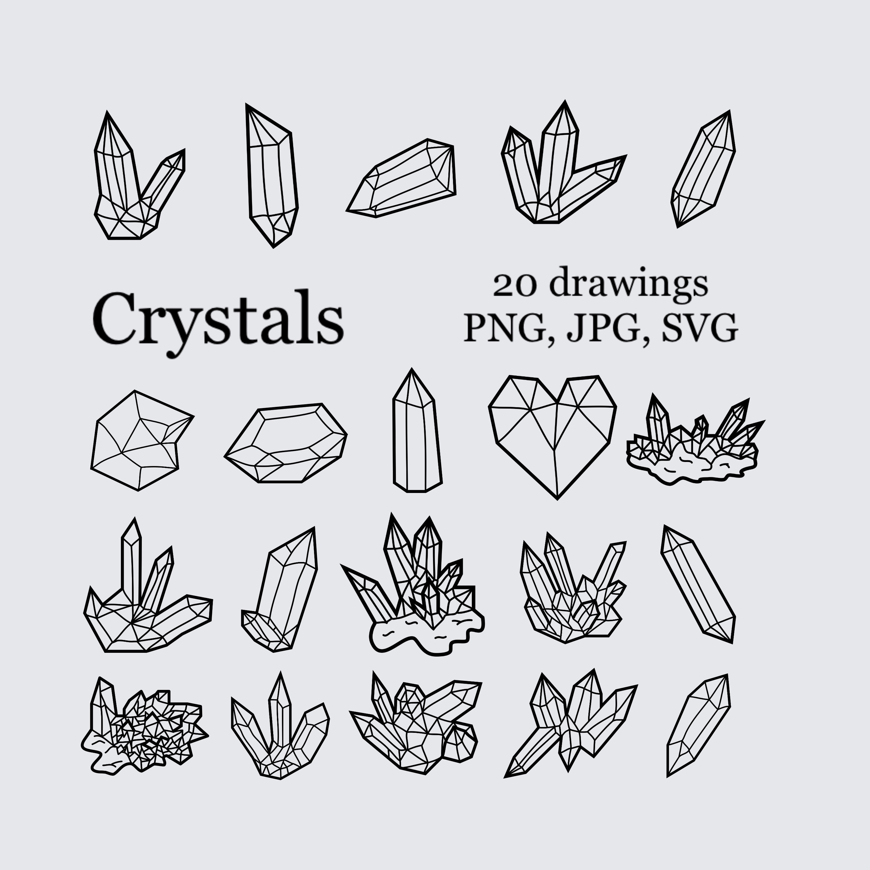 Crystals and Geode Downloadable Art Transparent and White - Etsy