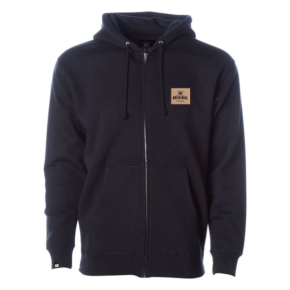hoodie with leather patch