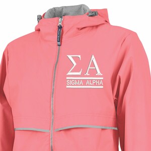Sigma Alpha Rain Jacket/ Sorority Rain Jacket/ Charles River Sorority Rain Jacket/