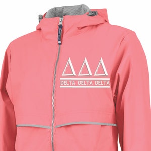 Delta Delta Delta Rain Jacket/ Sorority Rain Jacket/ Charles River Sorority Rain Jacket/