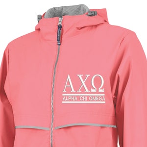 Alpha Chi Omega Rain Jacket/ Sorority Rain Jacket/ Charles River Sorority Rain Jacket/