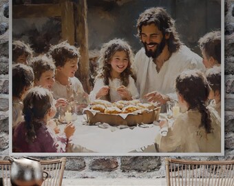 The Last Supper Art Print: Jesus with Children, Christian Home Decor (Digital Download)