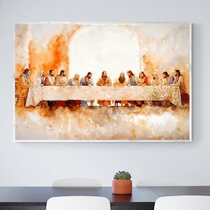 L'Ultima Cena / Il Padre Nostro / Arte di Gesù, Arte murale della Bibbia, Fede cristiana, Pittura a olio