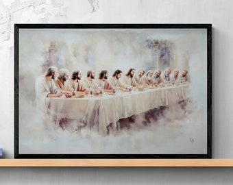 The Last Supper Wall Art: Jesus, Christian Bible Verse (Digital Print)