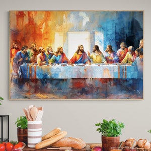 The Last Supper Wall Art, Digital Print, Home Decor, Jesus Art, Bible Wall Art, Bible Verse Print, Printable, Christian Faith