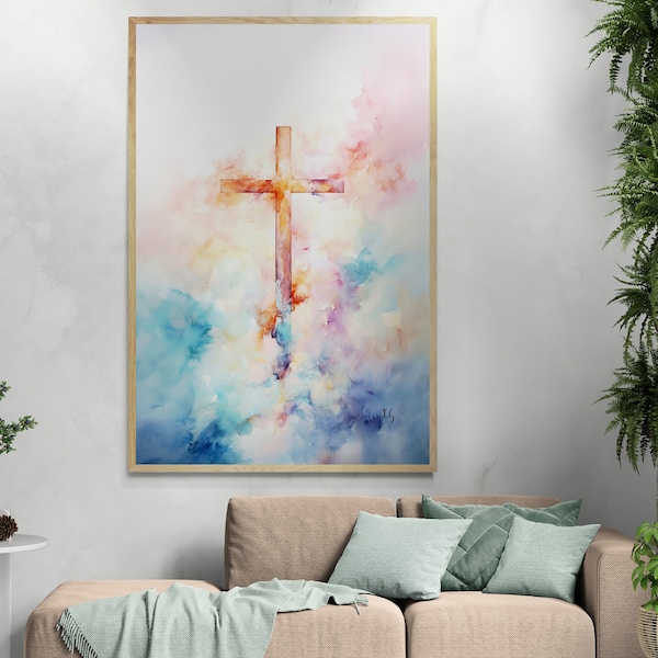 Digital Print Christian cross wall art, Abstract Christian Art, Minimalist, Jesus Wall Art, Christian Lacroix, The lord's prayer