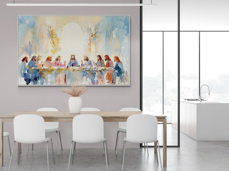 Inspirational Last Supper painting, a unique addition to dining rooms for celebrations
