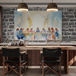 Expressive Last Supper painting, enhancing the spiritual atmosphere in dining areas during Lent.
