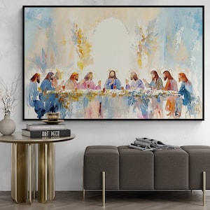 Last Supper watercolor painting, a stunning centerpiece for dining room decor during Easter