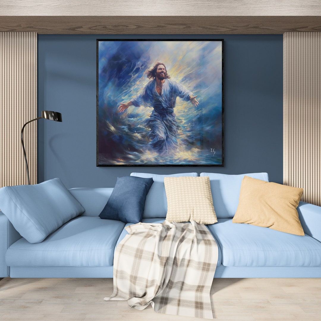 Smiling Jesus Art Print Modern Christian Art Tranquil Christ Portrait ...