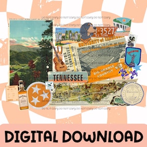 Staatscollage, png-bestand | Digitale download. sublimatie, collage png, retro png, vintage png, oranje png, trendy png, zuidelijk png, tn png, y'all