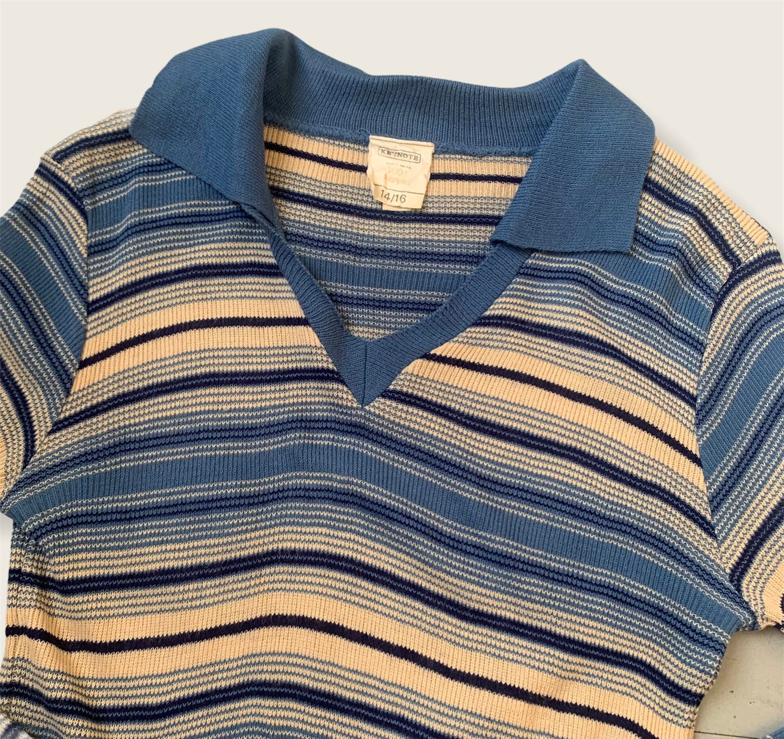 70s Vintage Top Striped Pullover Collared Jumper Fitted | Etsy