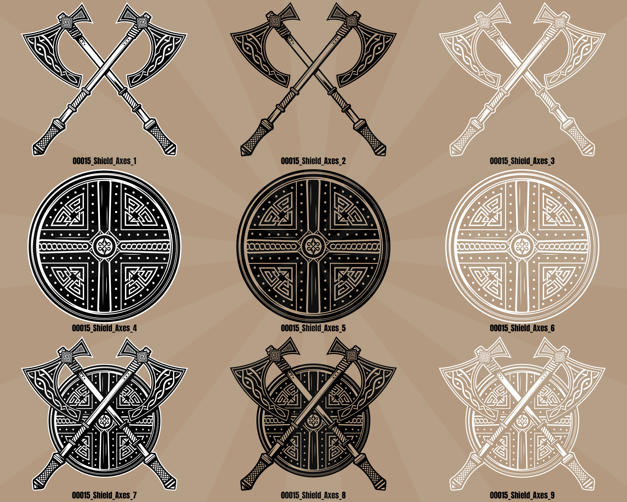 Viking Shield Axes Celtic Norse Legendary Tattoo Svg Png Etsy