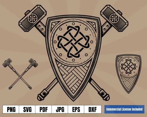 Viking Coat of Arms Shield Hammers Norse Tattoo Art Logo .svg | Etsy