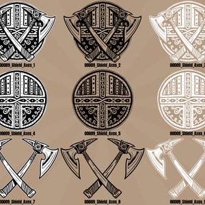 BUNDLE of 5 Viking Shields and Axes Norse Art Vector Sets .svg .png for ...