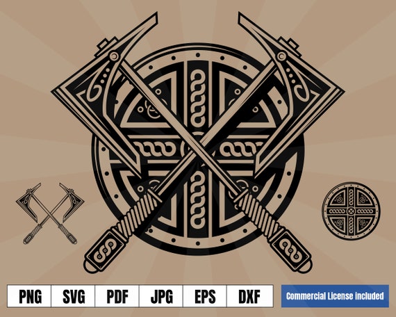 Viking Shield and Axes Coat of Arms Norse Tattoo Art Logo .svg | Etsy UK