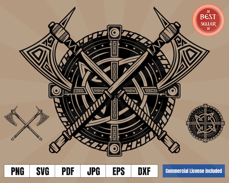 Viking Shield and Axes Coat of Arms Norse Tattoo Art Logo .svg | Etsy ...