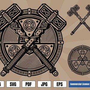 Viking Shield Hammers Coat of Arms Norse Art Logo .svg .png | Etsy