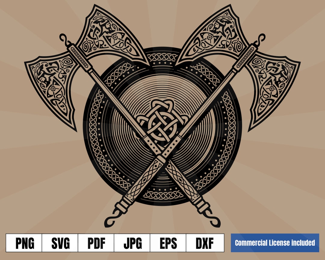 Viking Shield and Axes Coat of Arms Norse Tattoo Art Logo .svg - Etsy ...