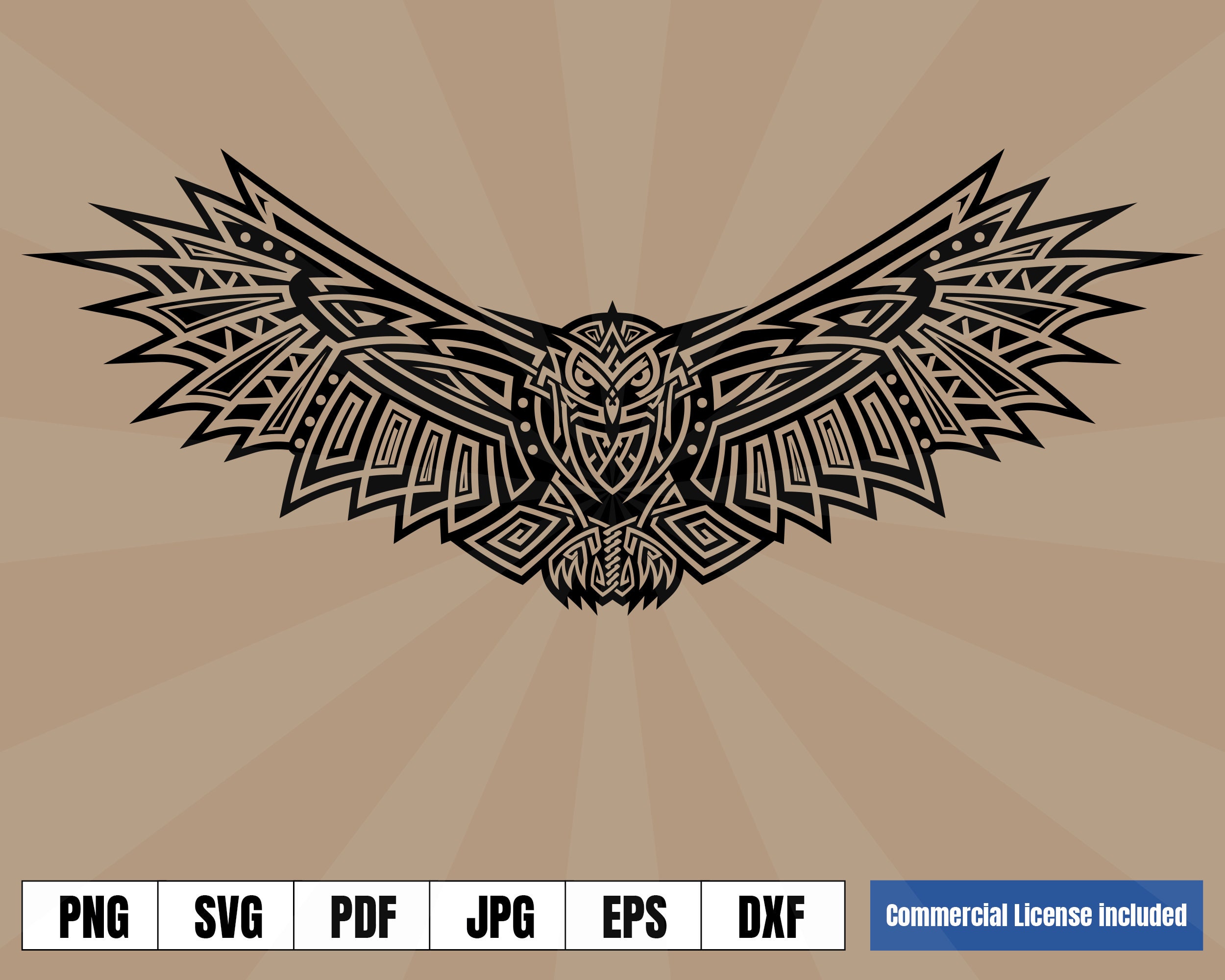 Viking Owl Celtic Bird of Wisdom Art Logo .svg .png Vector for digital & printing projects T-Shi