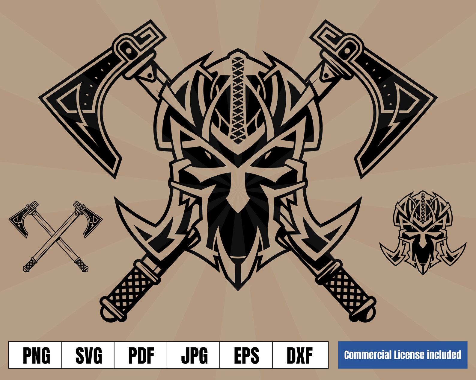 Legendary Viking Helmet of Storm With Axes Art Logo Svg Png | Etsy