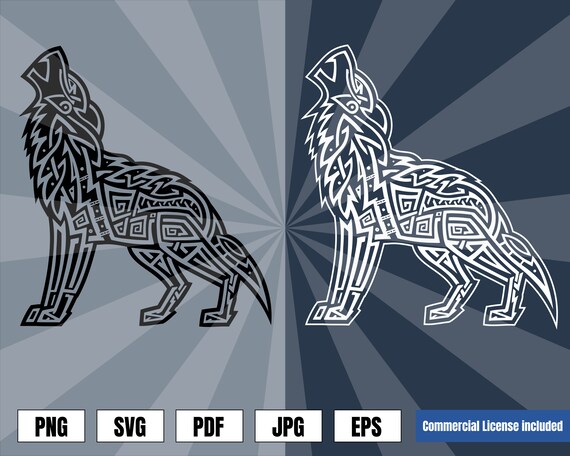 Celtic Howling Wolf Fenrir Viking Tattoo Logo Svg Eps Vector Etsy