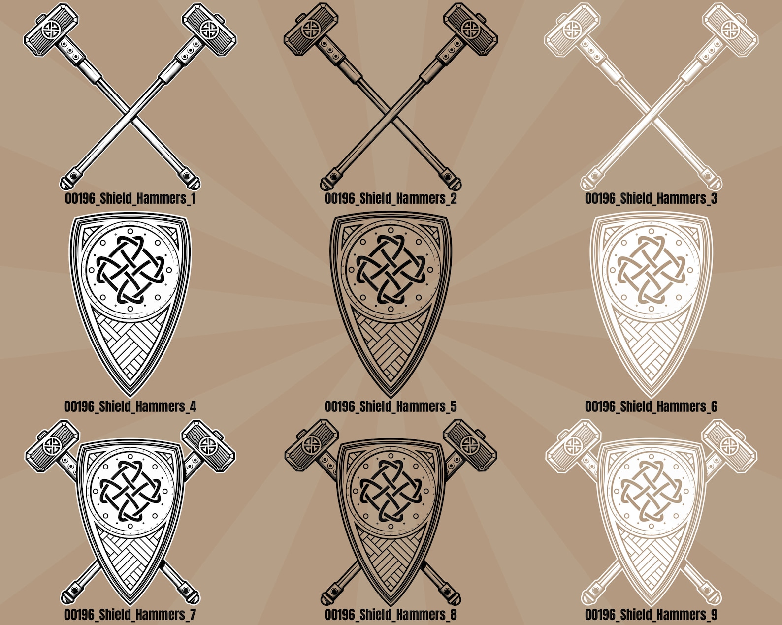 Viking Coat of Arms Shield Hammers Norse Tattoo Art Logo .svg Etsy