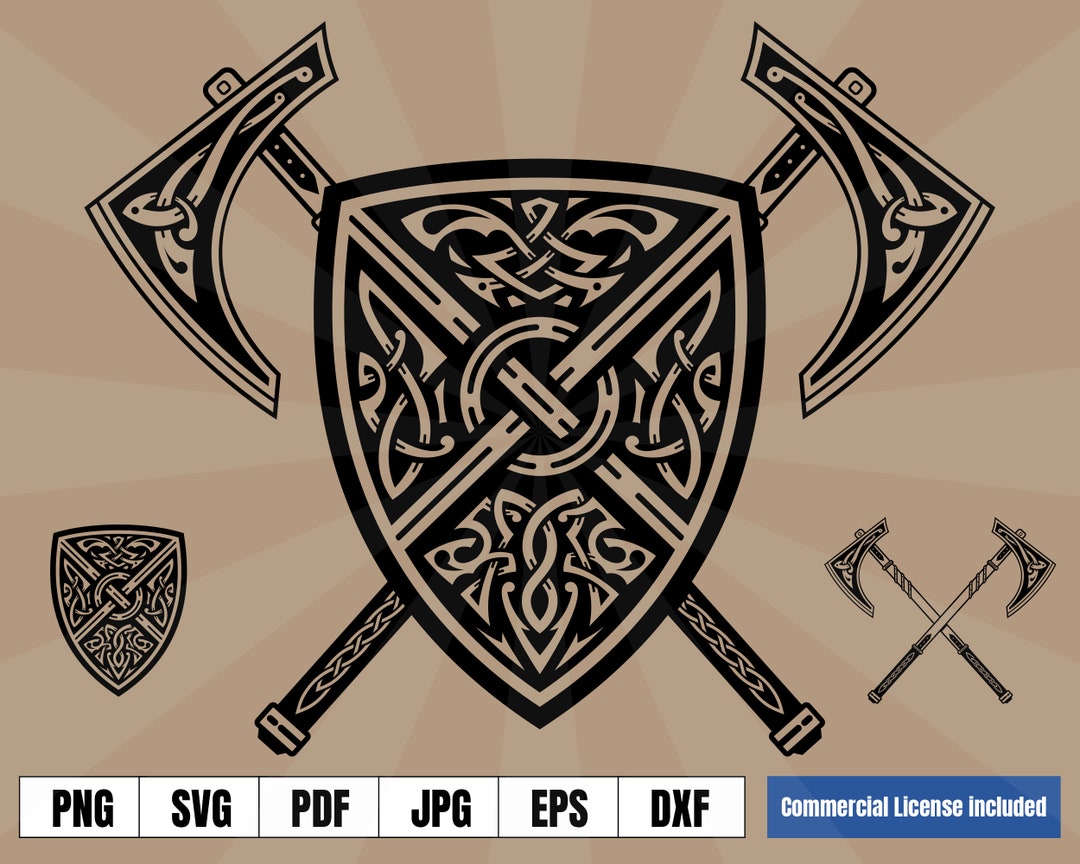 Shield and Axes Coat of Arms Medieval Tattoo Art Logo Svg Png - Etsy