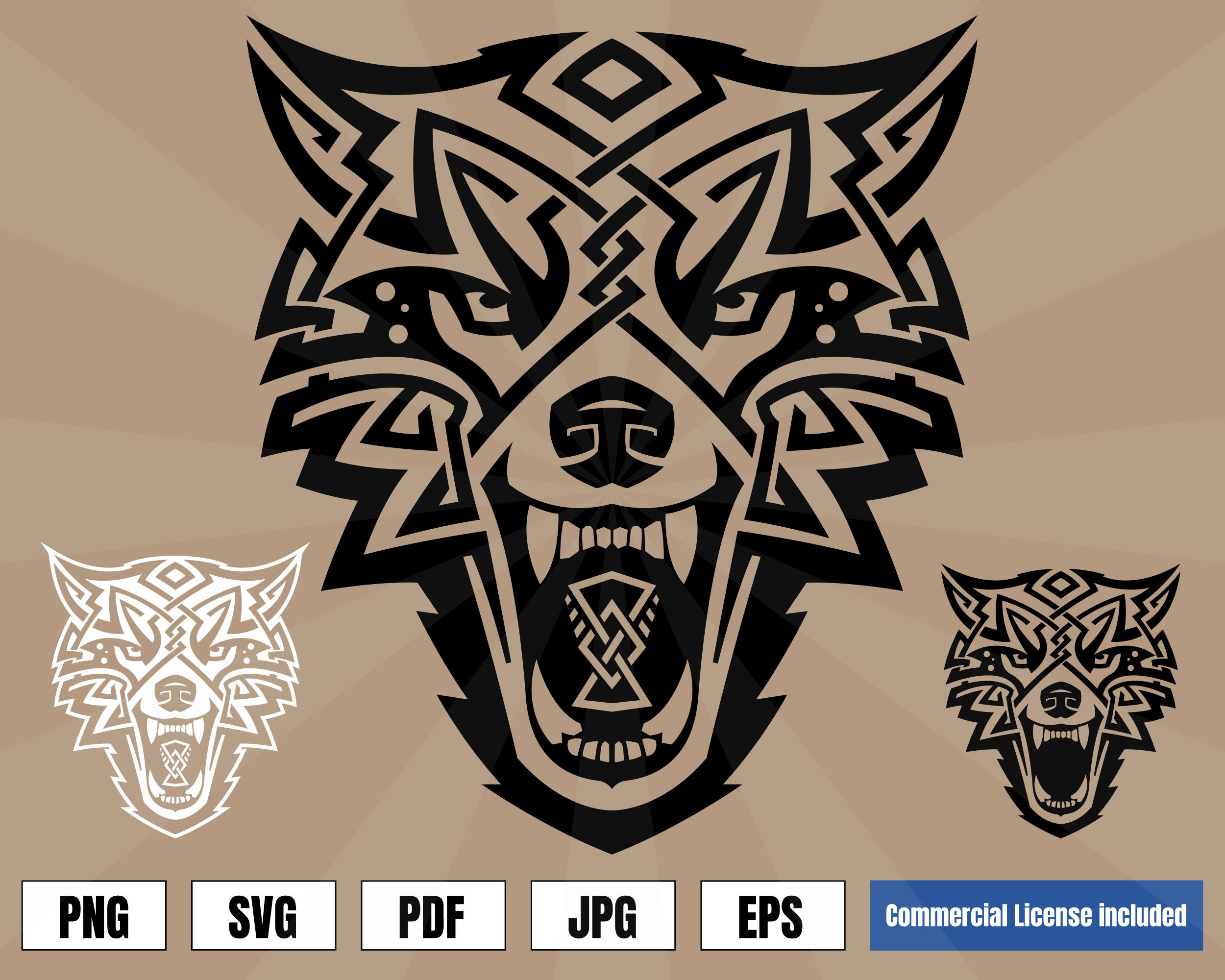 Keltischer Wolf Fenrir Wikinger Mittelalter Art Logo Svg Png Etsy