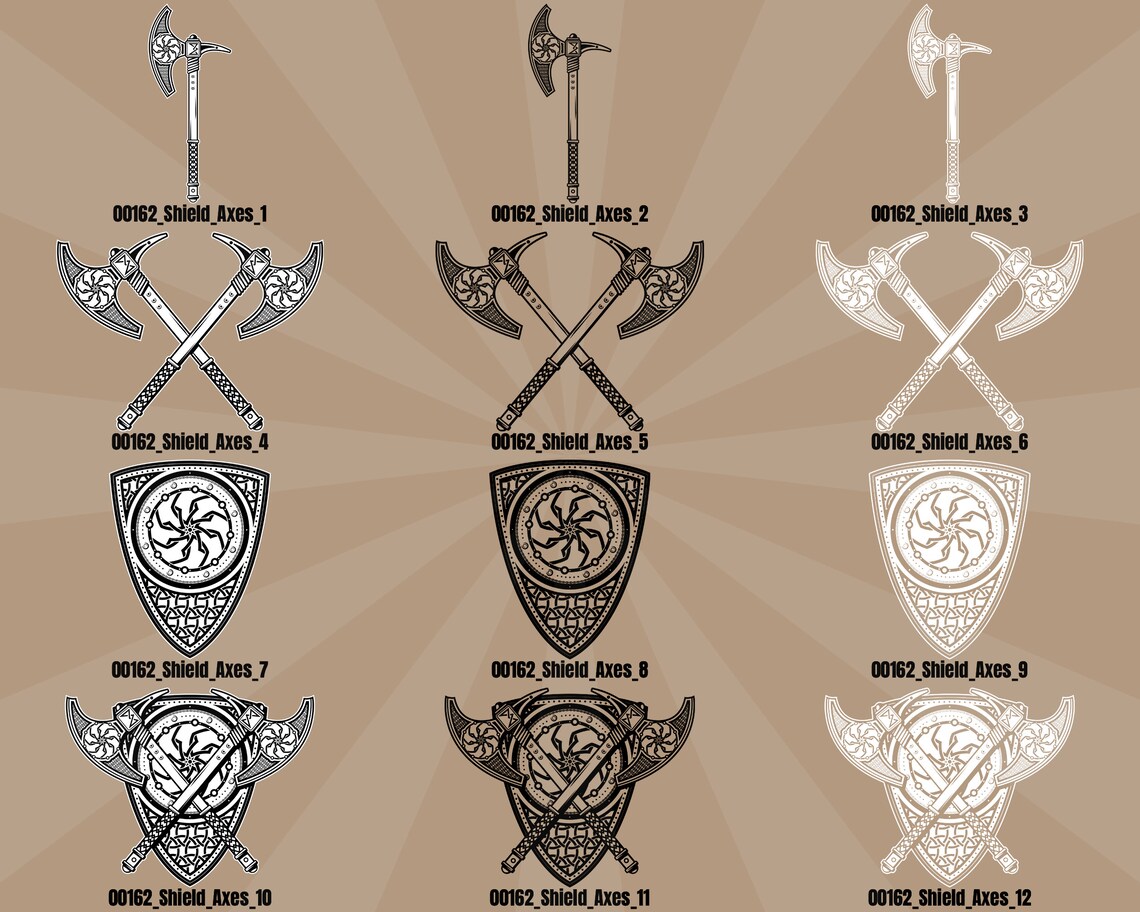 Viking Shield and Axes Coat of Arms Norse Tattoo Logo .svg Etsy