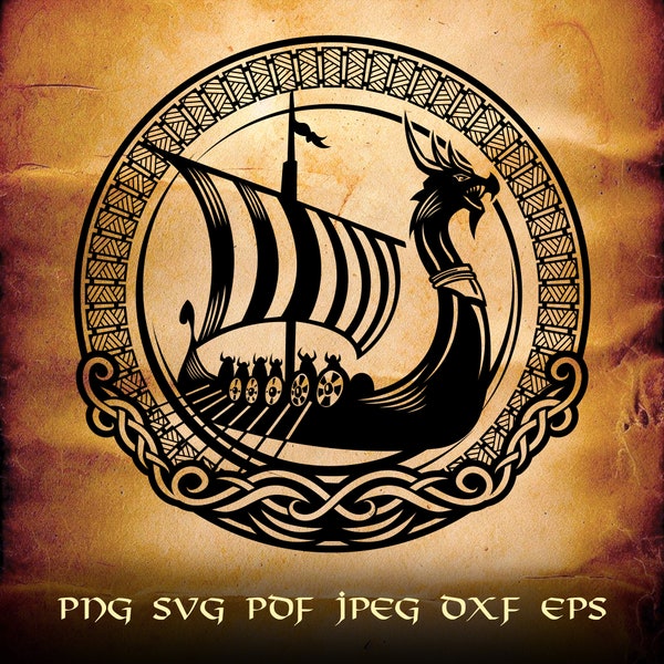 Voyage of the Norse Viking Ship .svg .png .jpeg Vector Artwork - for digital and printing projects T-Shirts, Coffee Mugs, Posters, Stickers