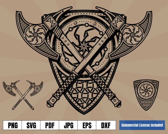 Viking Shield and Axes Coat of Arms Norse Tattoo Logo .svg - Etsy