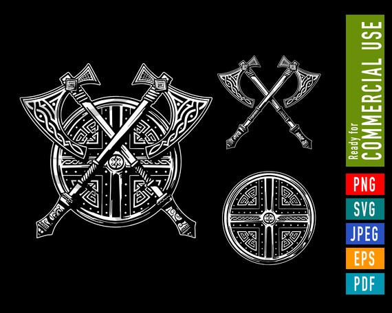 Viking Shield Axes Celtic Tattoo Svg Eps Png Vector Artwork Etsy