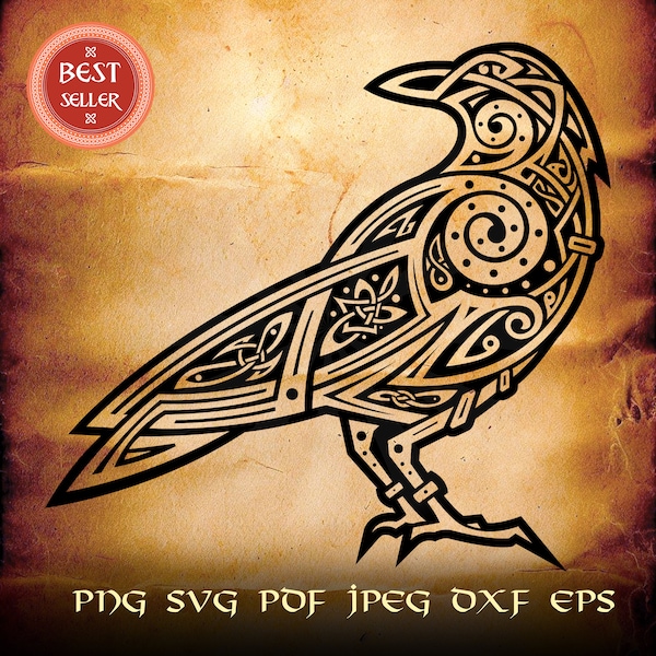 Celtic Raven Viking Tattoo Hugin Munin Logo Art .svg .png Vector for digital & printing projects T-Shirts, Coffee Mugs, Posters, Stickers