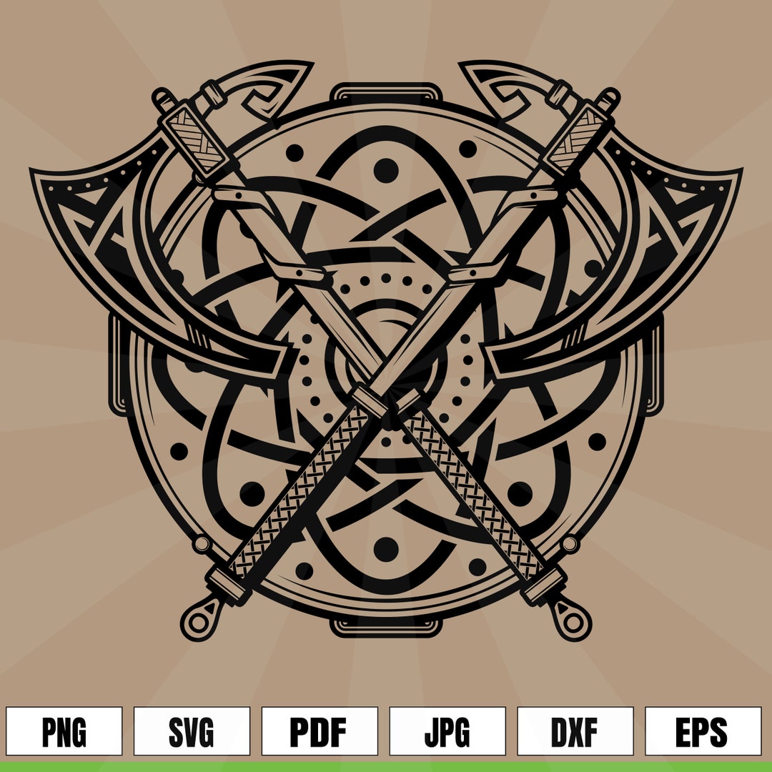 Viking Shield and Axes Coat of Arms Norse Tattoo .svg .png Vector for ...
