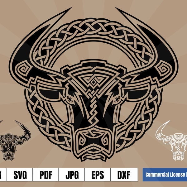 Norse Viking Bull Celtic Animal Spirit Art Logo .svg .png Vector for digital & printing projects T-Shirts, Coffee Mugs, Posters, Stickers