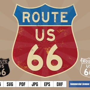 Storico percorso 66 Vintage Sign .svg .eps .png . jpeg Vector Artwork per progetti digitali e di stampa T-Shirt, Tazze da caffè, Poster, Adesivi