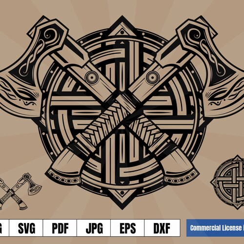 Viking Shield and Axes Coat of Arms Norse Tattoo Art Logo .svg - Etsy