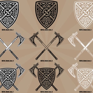 Shield and Axes Coat of Arms Medieval Tattoo Art Logo Svg Png for ...