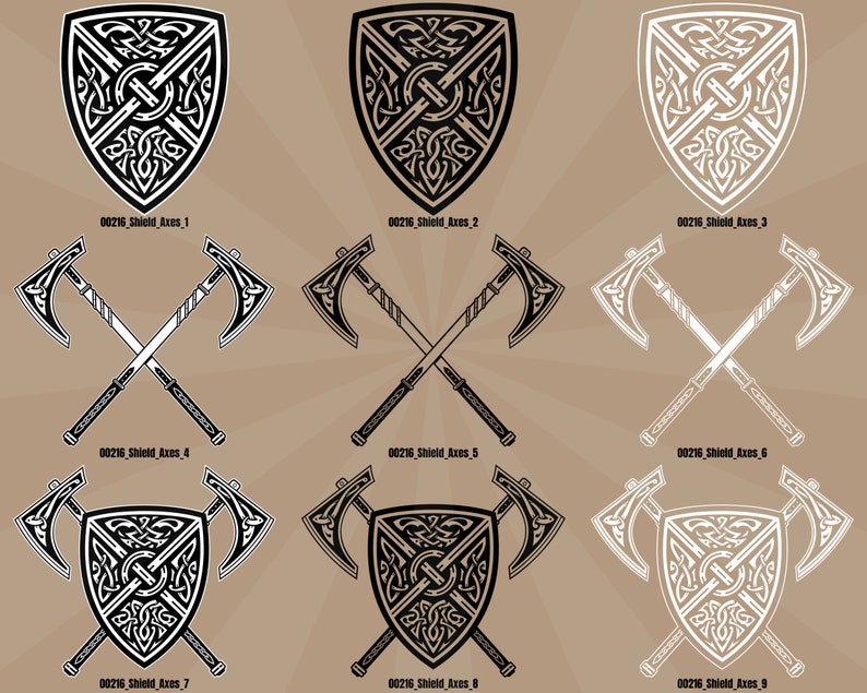 Shield and Axes Coat of Arms Medieval Tattoo Art Logo Svg Png - Etsy