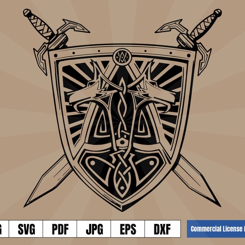 Viking Shield Axes Celtic Art Logo Tattoo .svg .eps .png - Etsy