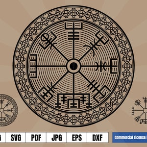 Vigvisir Viking Compass Magical Sign Art Logo .svg .png Wektor do projektów cyfrowych i drukowanych Koszulki, kubki do kawy, plakaty, naklejki