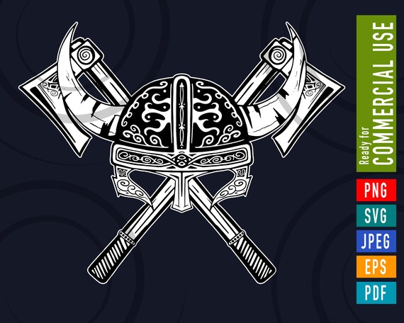 Viking Helmet With Axes Celtic Svg Eps Png Jpeg Vector Etsy