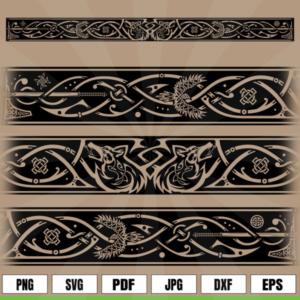 Nordic Art Viking Wolves and Ravens .svg .png Vector Design - for digital and printing projects T-Shirts, Coffee Mugs, Posters, Stickers