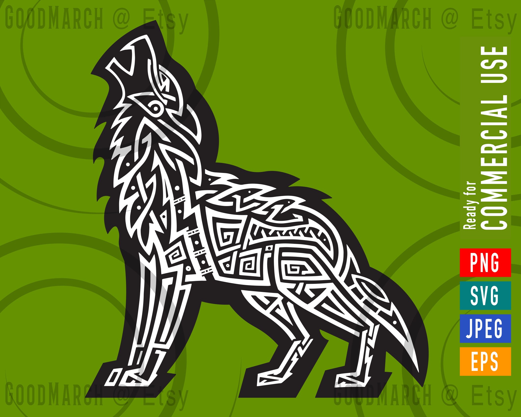 Celtic Wolf Fenrir Viking Tattoo Logo Svg Eps Png Jpeg Vector Etsy