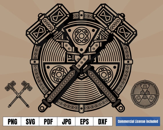 Viking Shield Hammers Coat of Arms Norse Art Logo .svg .png | Etsy