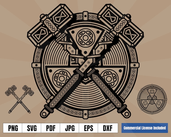 Viking Shield Hammers Coat of Arms Norse Art Logo .svg .png | Etsy