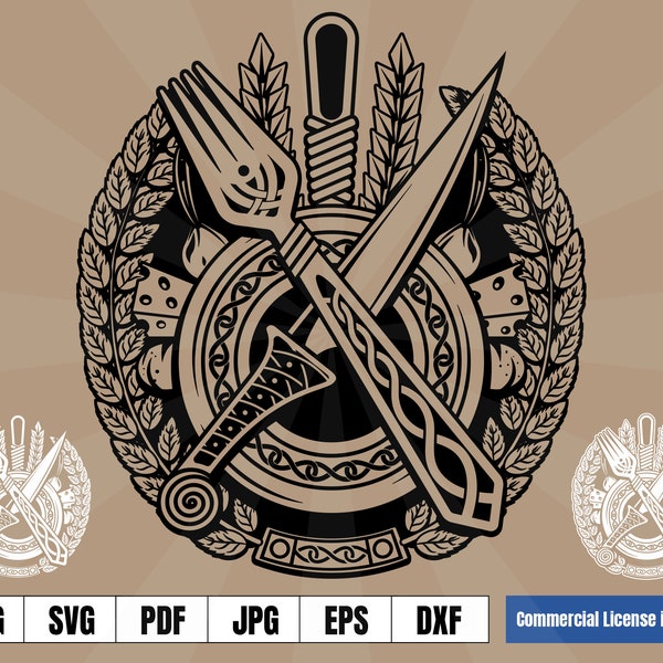 Viking Fork and Knife Funny Celtic Norse Art Logo .svg .png Vector for digital & printing projects T-Shirts, Coffee Mugs, Posters, Stickers